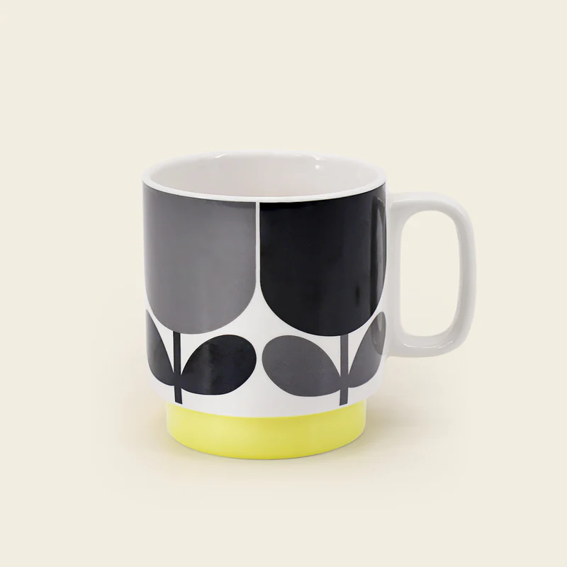 Orla Kiely Set of 2 Mugs Block Flower Slate/Ochre