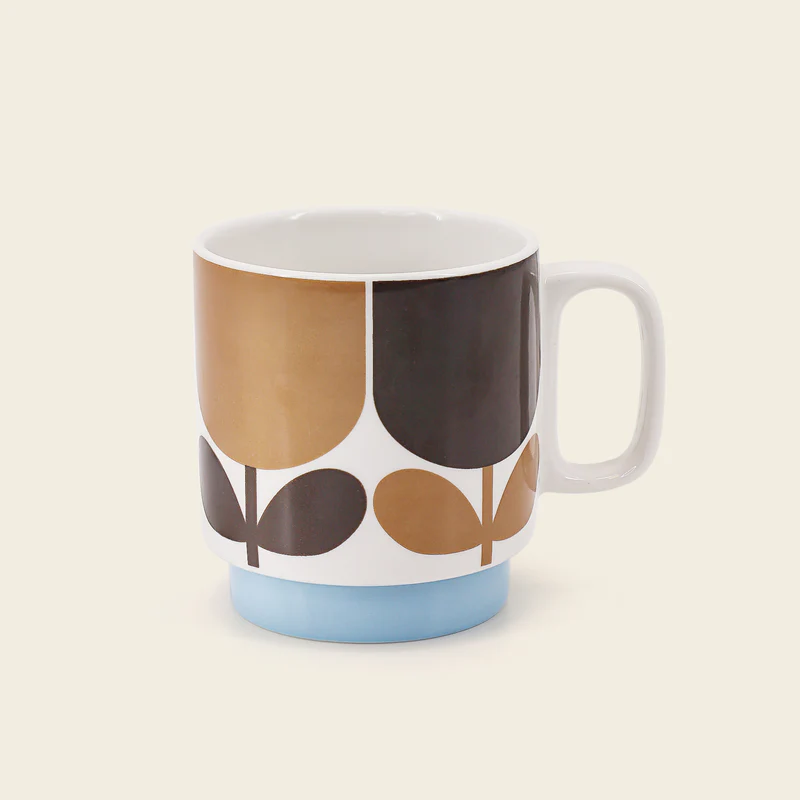 Orla Kiely Set of 2 Mugs Block Flower Navy/Bark