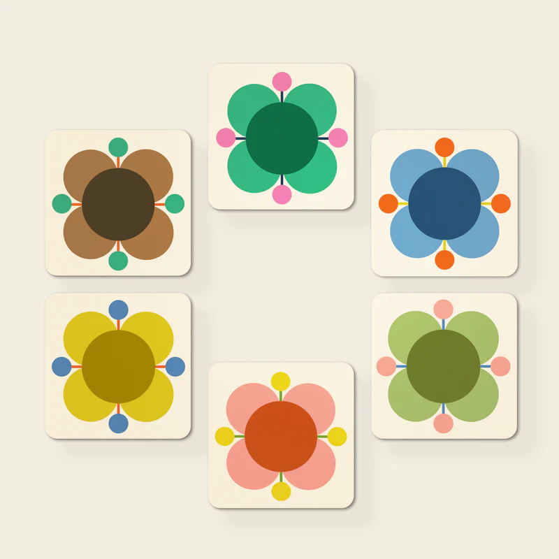 Orla Kiely Set of 6 Coasters Atomic Flower Multi