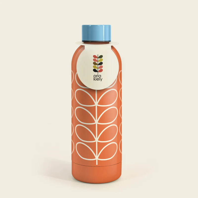 Orla Kiely Stainless Steel Water Bottle Orange Linear Stem