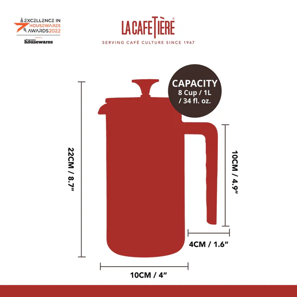 Kitchen Craft La Cafetière Pisa Black Cafetiere - 8 Cup