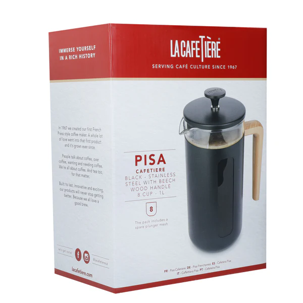 Kitchen Craft La Cafetière Pisa Black Cafetiere - 8 Cup