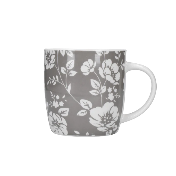 Kitchen Craft Grey Floral / Polka Dot Mug - Set of 4