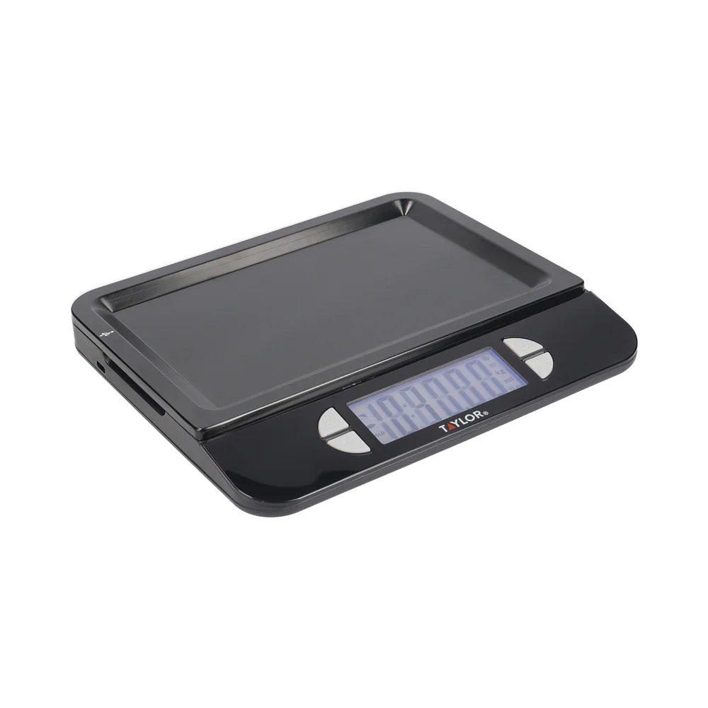 Taylor Pro Accurate USB-Rechargeable Kitchen Scales with Tare Function in Gift Box, Stainless Steel