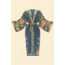Powder Trailing Wisteria Kimono Gown Ink