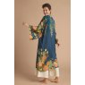 Powder Trailing Wisteria Kimono Gown Ink