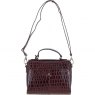 Ashwood Leather Crocodile Print Shoulder Bag Bordeaux