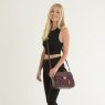 Ashwood Leather Crocodile Print Shoulder Bag Bordeaux