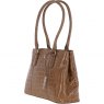 Ashwood Leather Crocodile Print Two Section With Mid Purse Bag Tan