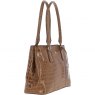 Ashwood Leather Crocodile Print Two Section With Mid Purse Bag Tan