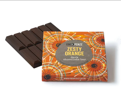 Coco Pzazz Zesty Orange Dark Chocolate Bar Vegan