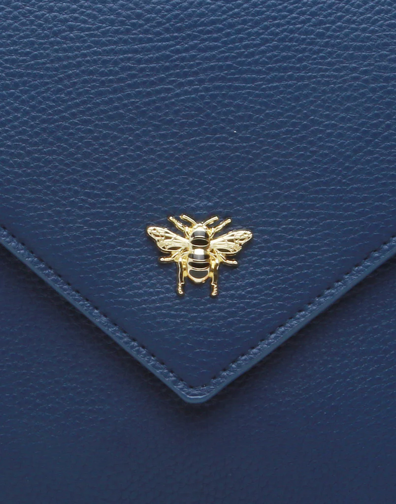 Alice Wheeler London Navy Chelsea Envelope Clutch Bag