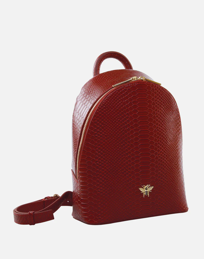 Alice Wheeler London Cherry Luxury Snake Print Richmond Backpack