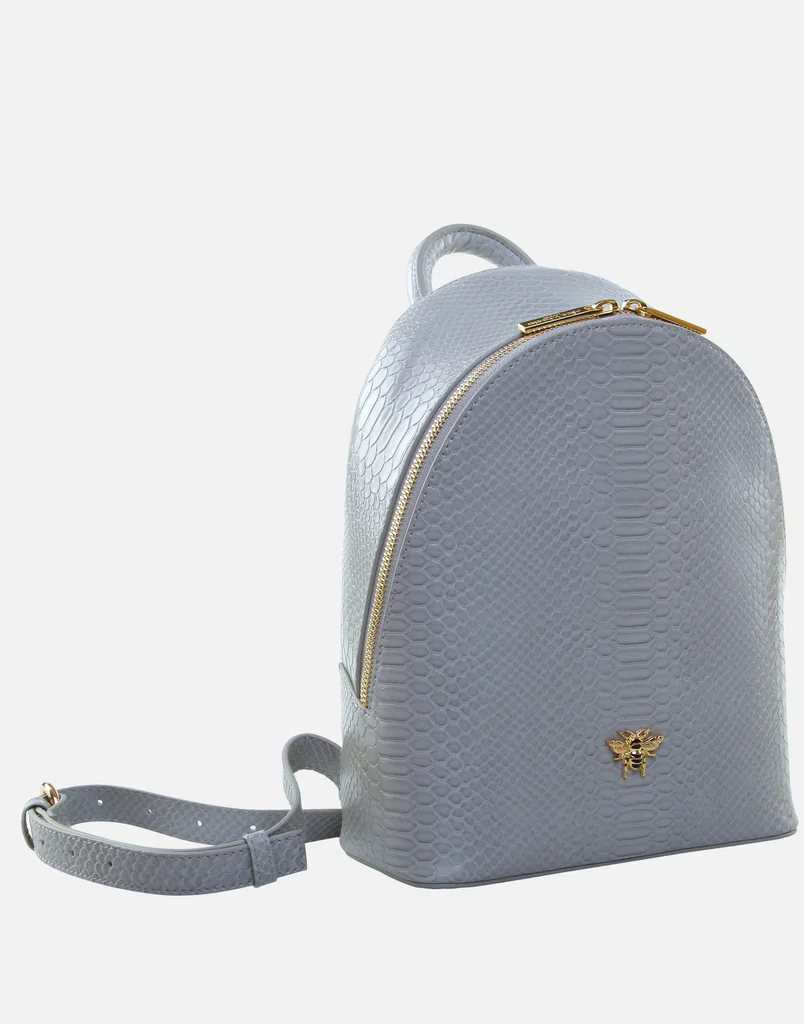 Alice Wheeler London Grey Luxury Snake Print Richmond Backpack