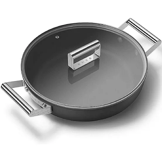 SMEG Skillet Deep Pan 2 Handles With Lid 28cm