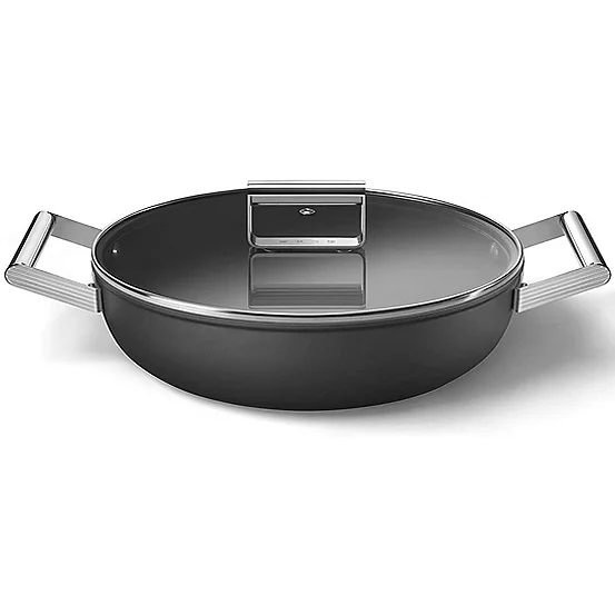 SMEG Skillet Deep Pan 2 Handles With Lid 28cm