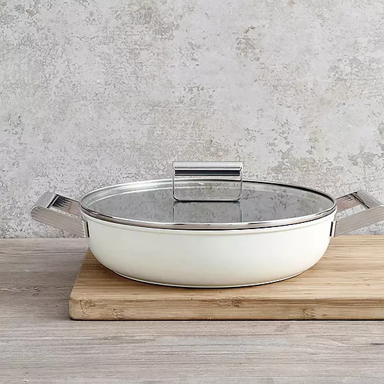 SMEG Skillet Deep Pan 2 Handles With Lid 28cm