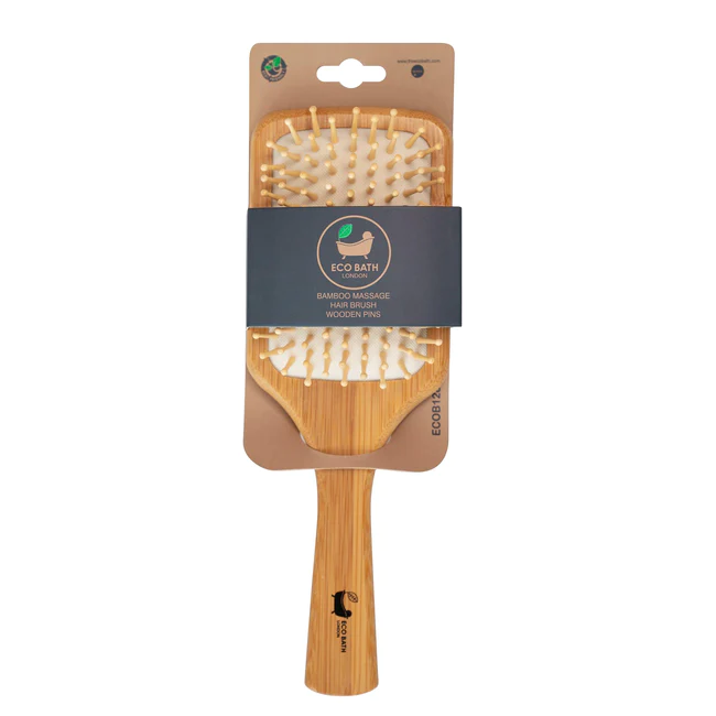 Eco Bath Bamboo Hair Brush Wooden Pins