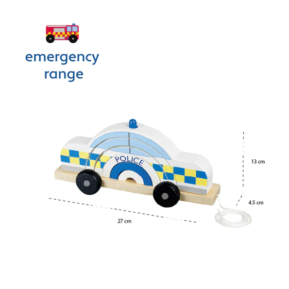 Orange Tree Toys Police Car Stacking Pull Along