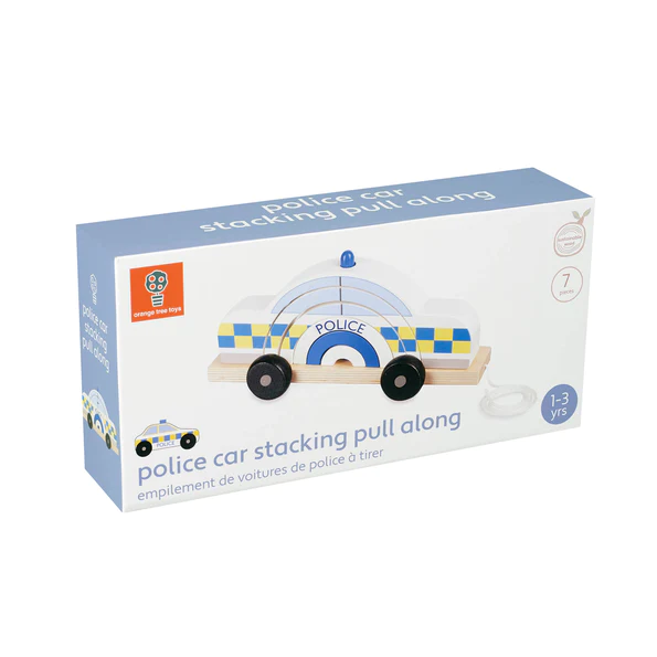 Orange Tree Toys Police Car Stacking Pull Along