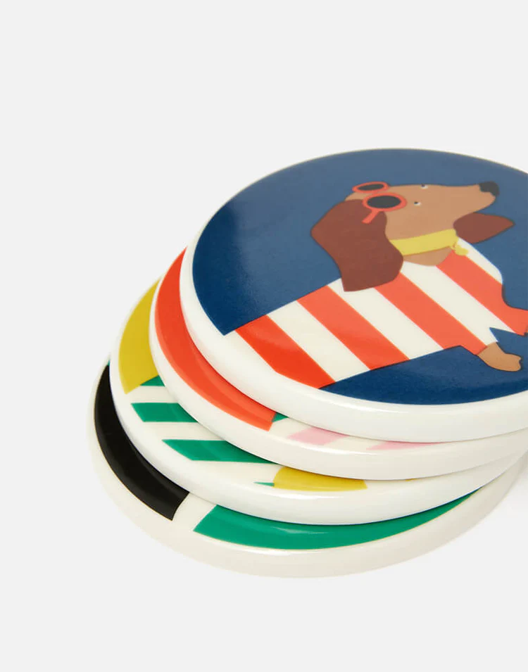 Joules Brightside Dog Coasters Set of 4