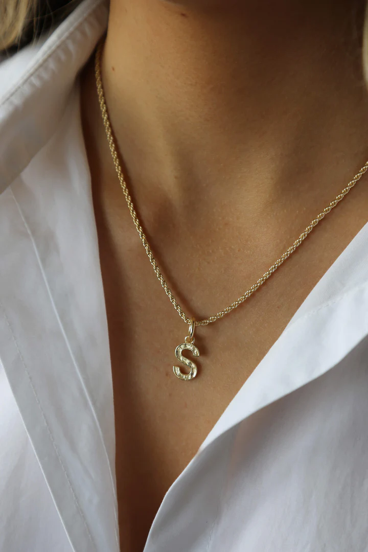 Tutti & Co Initial Rope Chain Necklace Gold - S