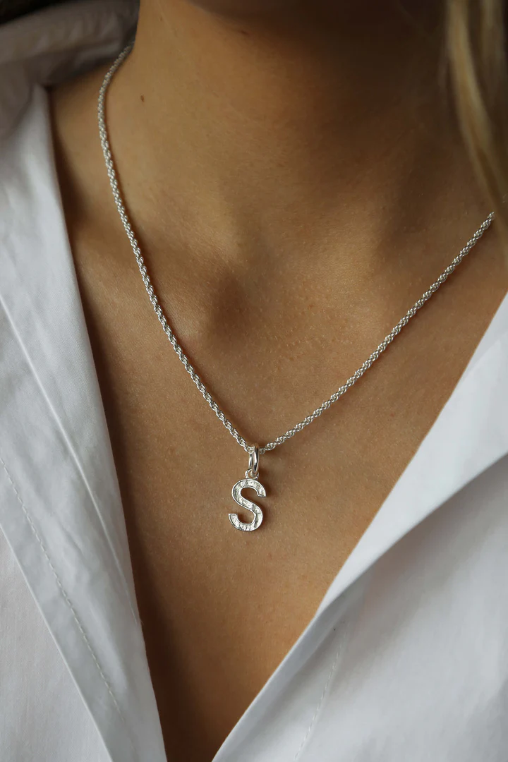 Tutti & Co Initial Rope Chain Necklace Silver - S