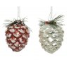 Pinecone Glass Decoration - Snow Finish (Single)