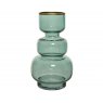 Green Glass Vase Totem Colorflow Gold Rim 15x25cm