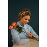 Printed Scandinavian Flora Headband Navy