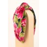 Printed Velvet Painted Peony Headband Charcoal