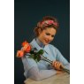 Powder Powder Printed Velvet Painted Peony Headband Charcoal