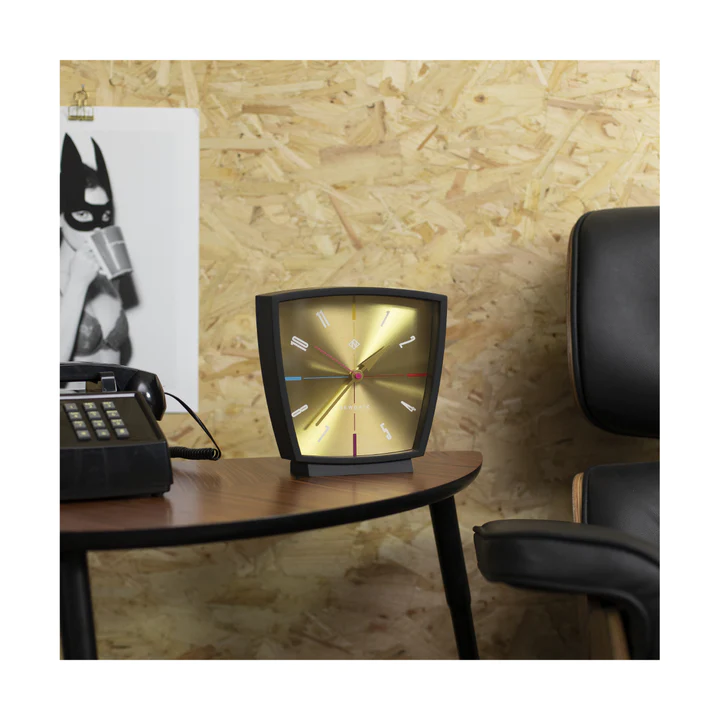Newgate Odyssey Mantel Clock Brass Phoenix Dial - Black