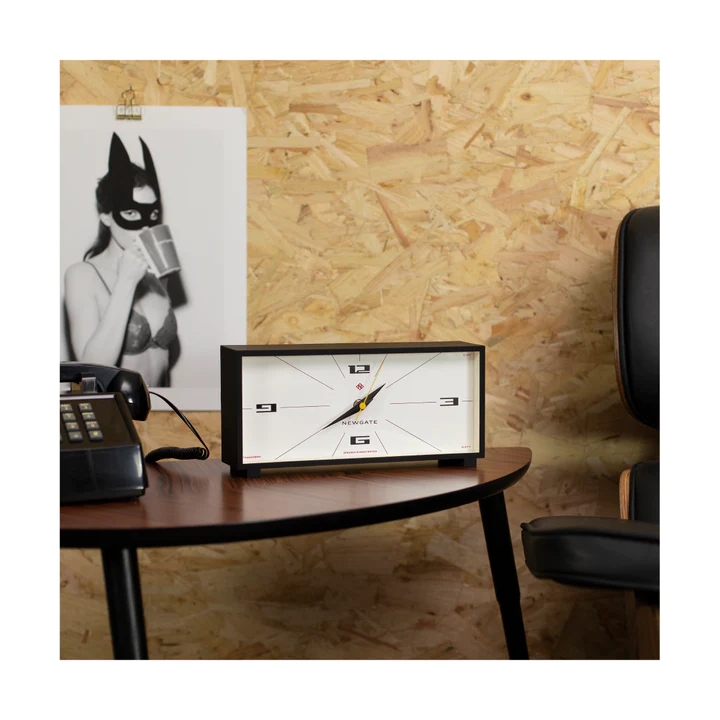 Newgate Thunderbird Mantel Clock in Black and Cream