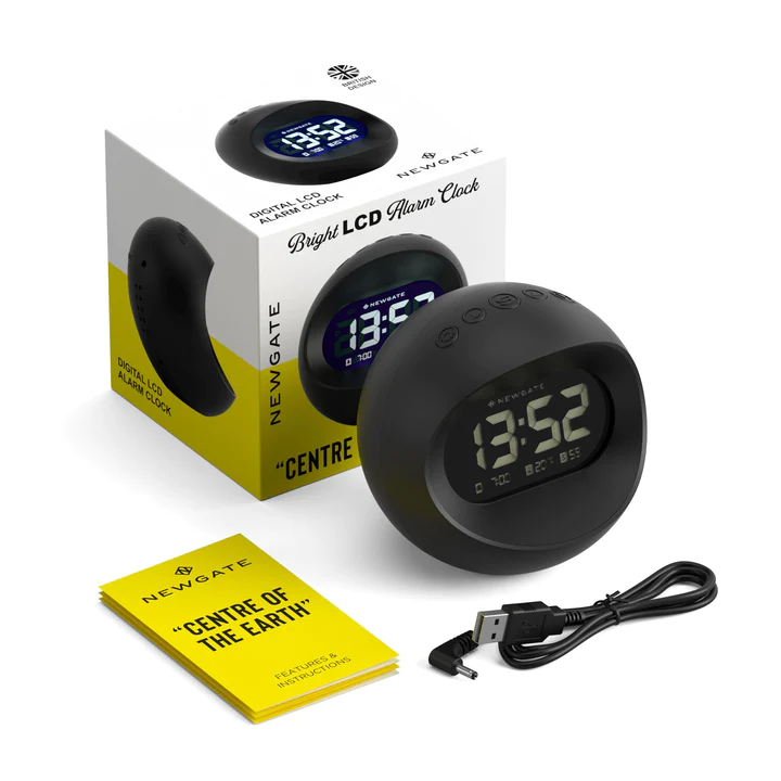 Newgate Centre of the Earth LCD Alarm in Black