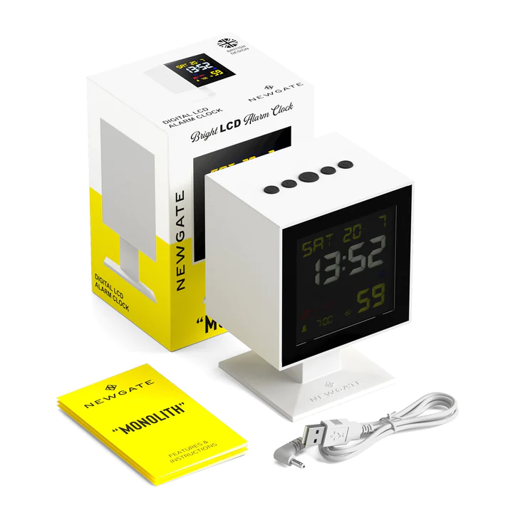 Newgate Monolith LCD Alarm Clock - White