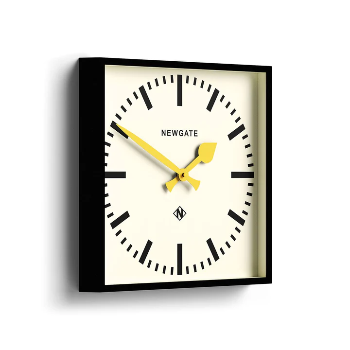 Newgate Number Five Railway Wall Clock in Black with Yellow Hands