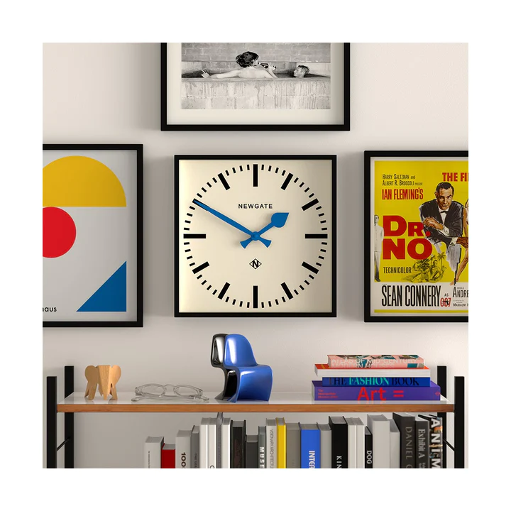 Newgate Number Five Wall Clock - Black / Blue Hands