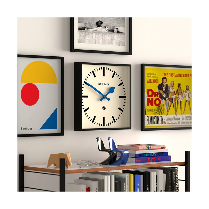 Newgate Number Five Wall Clock - Black / Blue Hands
