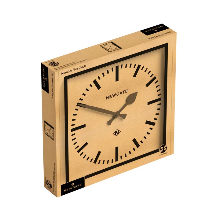 Newgate Number Five Wall Clock - Black / Blue Hands