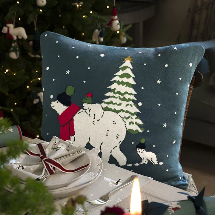 Sarah Allport Snow Season Knitted Statement Cushion