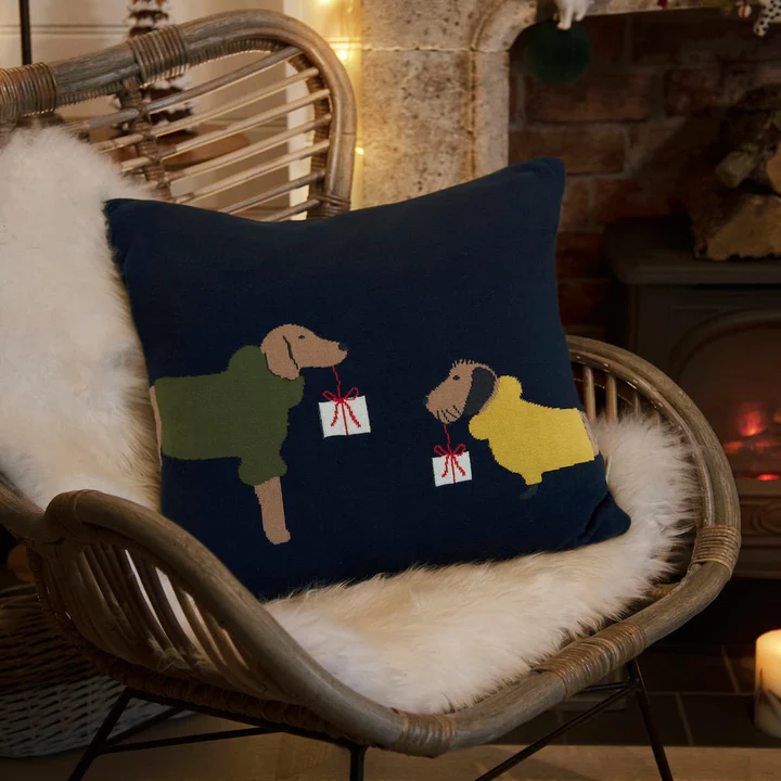 Sophie Allport Christmas Dogs Knitted Statement Cushion