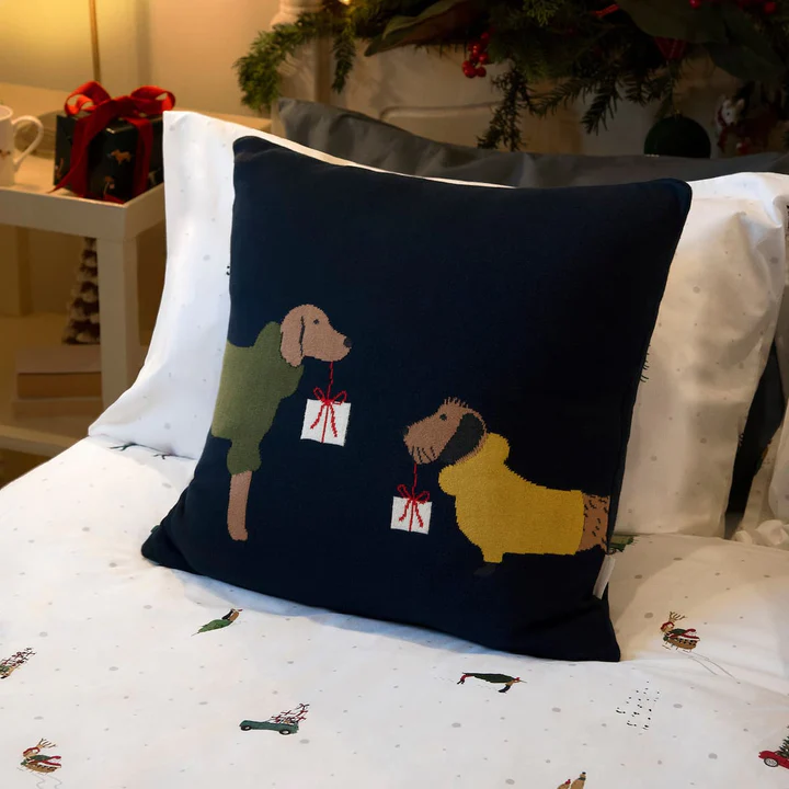 Sophie Allport Christmas Dogs Knitted Statement Cushion