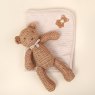 Albetta Applique Teddy Stripe Blanket