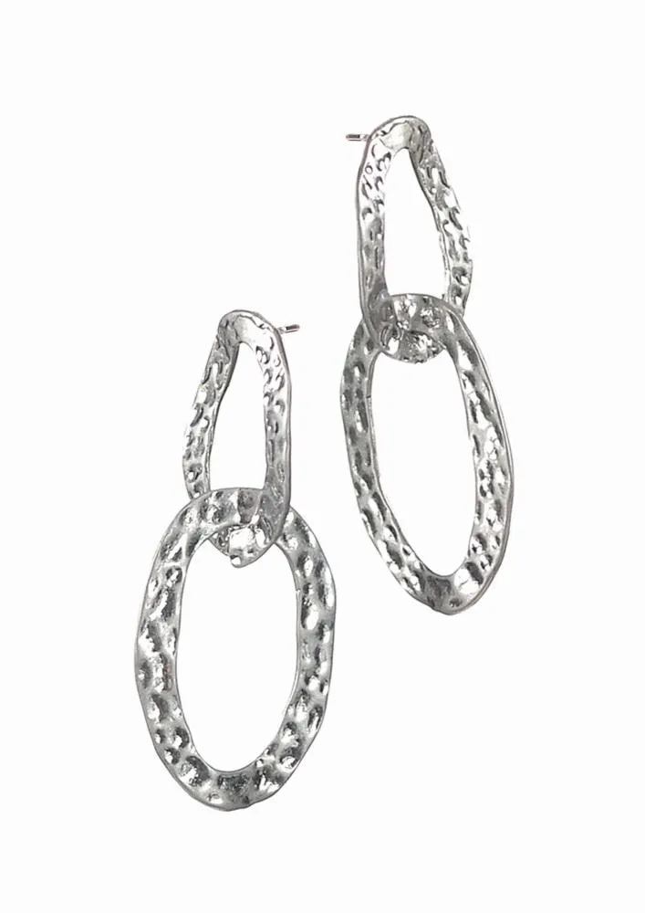 Hot Tomato Molten Ovaloid Rings Worn Silver / Gold Earrings
