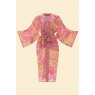 Powder Tropical Toile Kimono Gown Pineapple & Raspberry