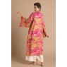 Powder Tropical Toile Kimono Gown Pineapple & Raspberry