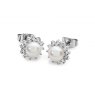 Tipperary Crystal Silver Antique Daisy Pearl Studs