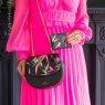 Sara Miller Black Bamboo Half Moon Crossbody Bag