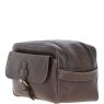 Ashwood Row Mens Leather Toiletry Wash Bag Brown